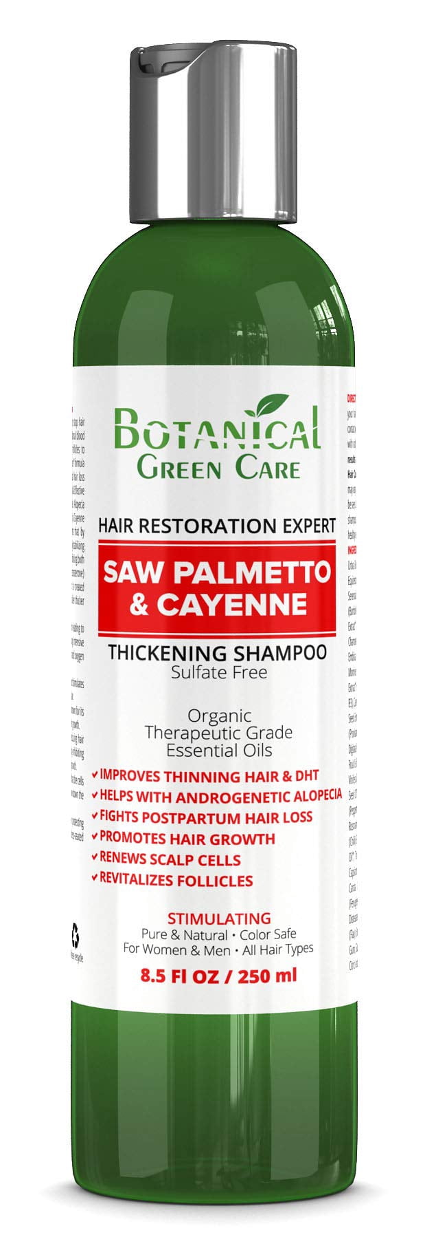Saw Palmetto & Cayenne Shampoo, Thickening shampoo for thinning hair, Hair loss shampoo, sulfate free