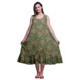 thumbnail image 1 of Bimba Robe de Nuit Mi-Mollet pour Femmes en Coton Imprimé Sans Manches à Feuilles Florales/rose et Myosotis Vert Algue, Robe Maxi XXX-Large, 1 of 6