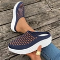 thumbnail image 2 of Platform Sandals Women Slide Closed Toe Fabric Mesh Breathable Walking Shoes Dark Blue, 2 of 9