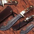 thumbnail image 2 of Couteau de Chasse en Acier Damas Fait sur Mesure avec Poignée en Forme de Cerf, 2 of 3