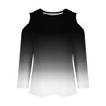 thumbnail image 5 of QIPOPIQ Hauts pour Femmes Manches 3/4 Chemises Col Rond Blouses Décontractées Amples Imprimé Dégradé T-Shirts en Liquidation, 5 of 5