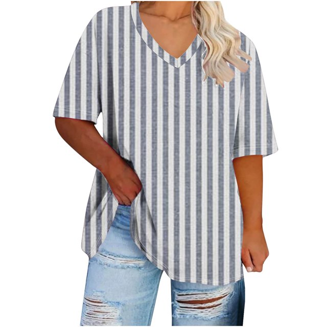 Birdeem Blouses pour Femmes T-Shirt d'Été Imprimé à Manches Courtes Col en V Surdimensionné pour Femmes