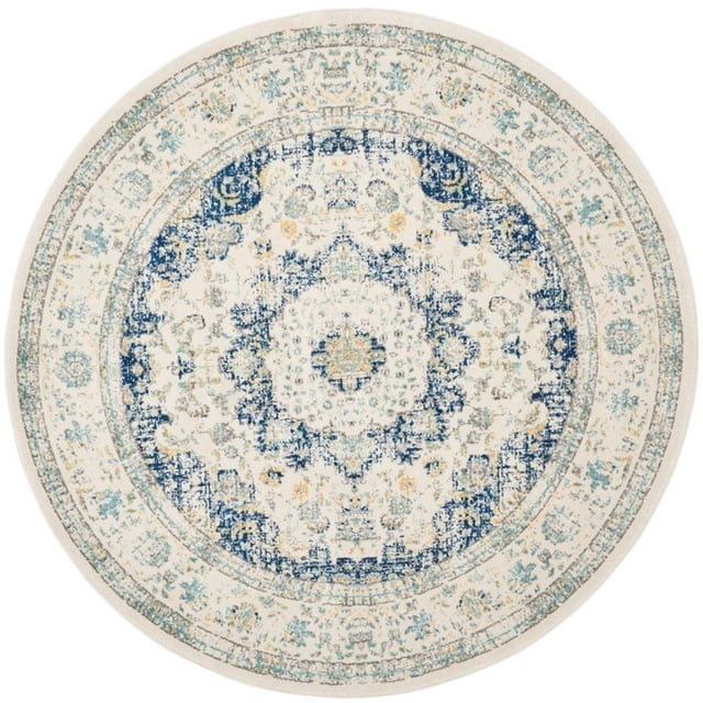 Safavieh Evoke 5' Round Power Loomed Rug in Ivory and Blue