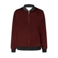 thumbnail image 5 of Liquidation d'Économies d'Été! Veste Bomber de Baseball Zippée à Poches Unie Décontractée pour Femmes, 5 of 5