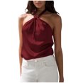 thumbnail image 1 of Timegard Womens Tank Tops Satin Keyhole Neck Tie Backless Sleeveless Solid Color Layer Dressy Casual Tops, 1 of 6