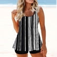 thumbnail image 4 of EGNMCR Bikini Set Women Plus Size Print Bowknot Set Two-Piece Swimsuit Swimwear Shorts, 4 of 8