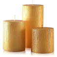 thumbnail image 1 of Set of 3 Metallic Pillar Candles Decoration Dinner Wedding Party Candles, 1 of 1