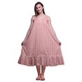 thumbnail image 1 of Bimba Robe de Nuit Mi-Mollet Colorée à Pois Saumon Rose Pâle pour Femmes en Coton Imprimé Sans Manches Maxi Robe XX-Grand, 1 of 6