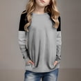 thumbnail image 2 of Posijego Girls Striped Long Sleeve Shirts Kids Round Neck Color Block Tunic Tops Spring T-Shirts Size 4-14 Years, 2 of 6