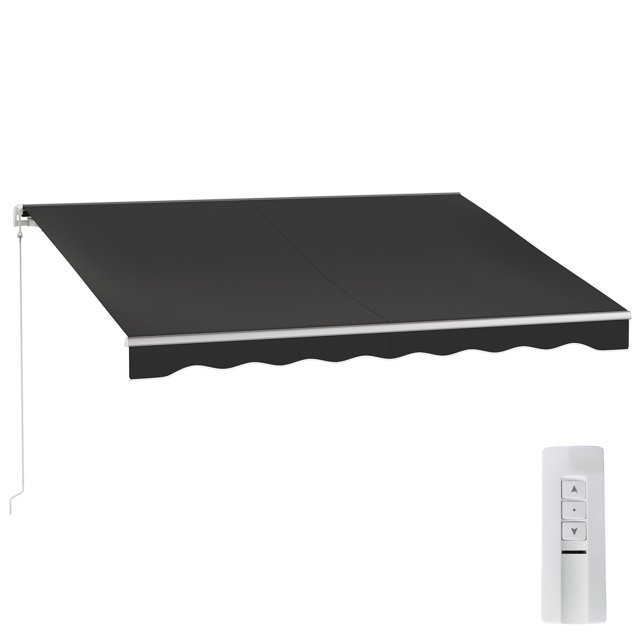 Outsunny Auvent Rétractable Électrique 10 Pieds x 8 Pieds avec Télécommande, Noir