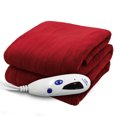 thumbnail image 1 of Pure Warmth Couverture Jetée Chauffante Électrique en Micro-Peluche Rouge Bordeaux, 1 of 1