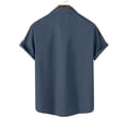 thumbnail image 4 of JIUKE Plus Size Shirts for Men Short Sleeve Button down Shirts Lapel Solid Color Loose Summer Vacation Blouses, 4 of 6