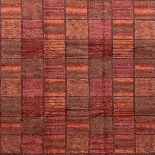 Ahgly Company Tapis d'Intérieur Carrés Abstraits Rouges Abstraits pour Aire, 4 Pieds Carré