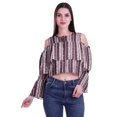 thumbnail image 1 of Moomaya Cold Shoulder Tops Shirts For Women Printed Casual Blouse Short Top, 1 of 4