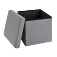 thumbnail image 4 of HOMETRENDS 15 inch Storage Cube Grey Faux Linen, 4 of 6