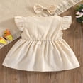 thumbnail image 3 of Robe d'Été pour Tout-Petites Filles en Coton et Lin à Volants, Dos Nu, Sans Manches, Décontractée pour la Plage et les Fêtes, 3 of 6