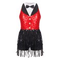 thumbnail image 3 of Jizyo Robe de Danse Latine Sans Manches à Paillettes pour Filles, Costume de Fête Jazz Performance Rouge 10, 3 of 7