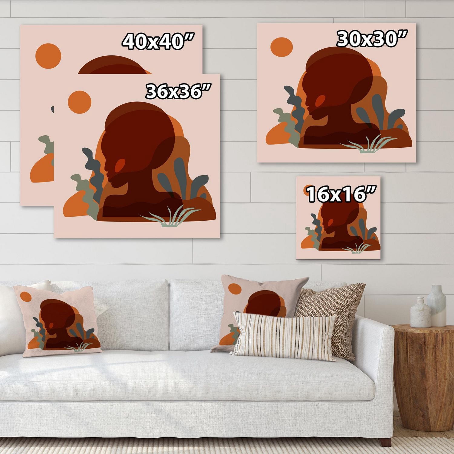 Designart Silhouette minimale de femme afro-américaine Art mural sur toile