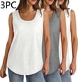 thumbnail image 2 of Plebaso Lot de 3 Débardeurs pour Femmes Décontractés d'Été Sans Manches Amples Col Rond T-Shirts Basiques pour Dames, 2 of 7
