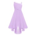 thumbnail image 1 of RUNQHUI Robe Pailletée Sans Manches pour Fille, Bretelles Asymétriques, Nœud Torsadé, Mariage, Fête, Maxi Lavande 14, 1 of 7