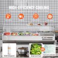 thumbnail image 2 of KFFKFF Cooling Topping Bar, 140W Counter Model with 3 Large & 4 Small Containers, Durable 304 Stainless Frame & Clear PC Cover, Ideal for Sandwich Toppings, Certified by ETL, 2 of 9