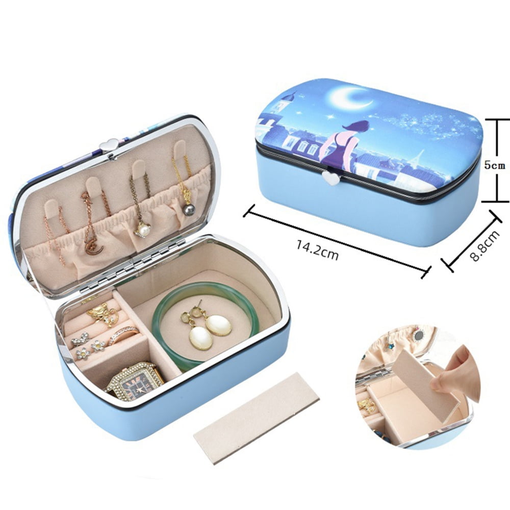 Small Travel Jewelry Box Jewelry Makeup Organizer Bag for Necklaces Rings Studs Bracelets
