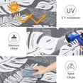 thumbnail image 2 of Waterproof Outdoor Rug 8 x 10 Modern Plastic Straw Rug Tropics Palm Leaves Camping Rug, Large Reversible Mat Indoor Outdoor Carpet for Patio RV Porch Deck Balcony, Grey White, 2 of 8