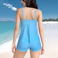 thumbnail image 4 of UPPADA Women's Ruched Tankini Swimsuits V Neck Wrap Tie Back Two Pieces Bathing Suit Adjustable Shoulder Strap Tummy Control Swimwear Swim Top with Bottom Savings Sky Blue,XXXXL, 4 of 8