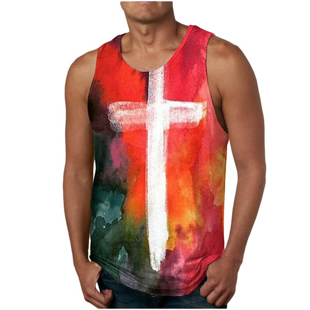 Qertyioot Nouvelle Mode Décontractée Débardeur d'Été pour Homme à Imprimé Floral Sport à Col Rond T-Shirts Basiques