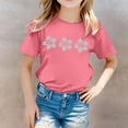 thumbnail image 2 of WEIYLL T-Shirts pour Filles à Imprimé Floral, Col Rond, Manches Courtes, Décontractés, Doux, Coupe Ajustée, Hauts pour Enfant de 5-6 Ans, 2 of 5