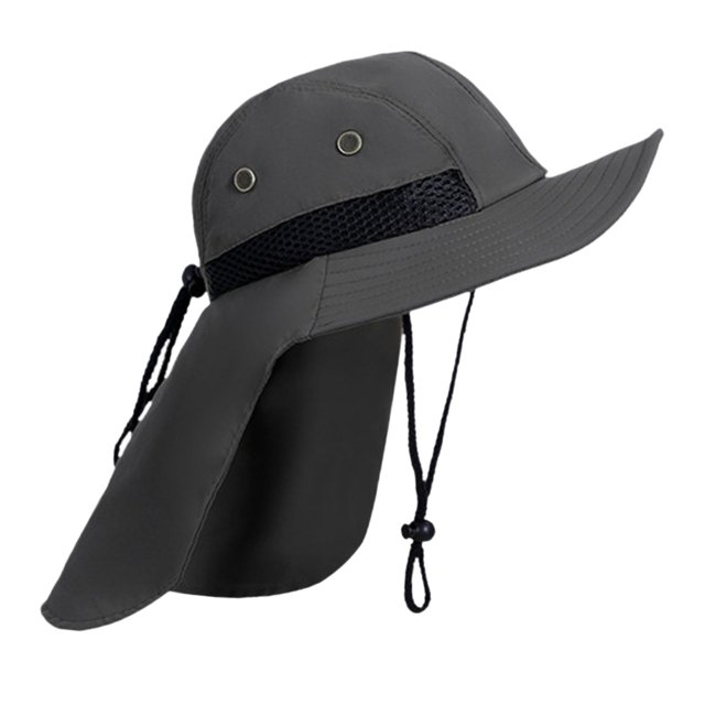 DYNWAVECA Chapeau de Pêche Chapeau de Soleil avec Rabat de Cou Soleil Protection Visière Chapeau de Randonnée Chapeau à Large Bord pour la Chasse Équitation Sac à Dos Sport Adultes Vert Profond