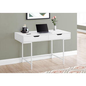 Monarch Specialties Computer Desk, Home Office, Laptop, Storage Drawers, 48"l, Work, Metal, Laminate, White, Contemporary, Modern