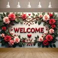 thumbnail image 4 of Welcome Floral Banner Backdrop for Party Decorations Photography Props Event Decor Heart Background Rose Arrangement Valentines Day Occasions, 4 of 4