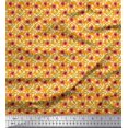 thumbnail image 1 of Soimoi Modal Satin Fabric Leaves & Poppy Floral Printed Fabric 1 Yard 42 Inch Wide, 1 of 6