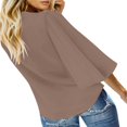 thumbnail image 3 of CHUANK Women‘s Button Down V Neck Tops Ruffled 3/4 Sleeve Tie Knot Front Blouses White Sizes S-2XL, 3 of 3