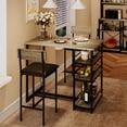 thumbnail image 2 of Kitchen Table Set, Dining Table and Chairs for 2, 3Pcs Dining Room Table Set with 2 Upholstered Chairs, Bar Dining Table Set for Small Spaces, Apartment, Breakfast, Pub, Rustic Gray, 2 of 7
