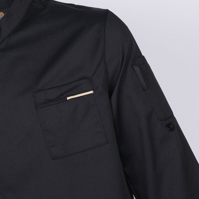 Unisex Chef Jackets Coat Long Sleeves Shirt Kitchen Uniforms Black XL