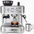 thumbnail image 2 of Machine à Espresso en Acier Inoxydable, 15 Réglages de Mouture Réglables, Pompe 15 Bars, Contrôle de Température PID, Réservoir d'Eau Amovible 2,3 L, Chauffage, Comprend Poignée Tamis 58 mm, Tasseur et Pichet à Lait 350 ml, 2 of 7