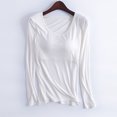 thumbnail image 1 of RKSTN Pyjama pour Femmes Confortable Léger avec Soutien-Gorge Rembourré Intégré Pyjama Couleur Unie Manches Longues Col Ras du Cou Tenue de Nuit Polyvalente Tenue Décontractée d'Hiver Haut une Pièce, 1 of 3