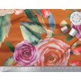 thumbnail image 3 of Soimoi Tissu en Coton Canard Feuilles & Roses Imprimé Tissu au Mètre 56 Pouces de Large, 3 of 3