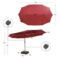 thumbnail image 2 of Gymax Outdoor 15' Double-Sided Patio Umbrella 48 Solar LED Lights Crank & Base Wine, 2 of 9