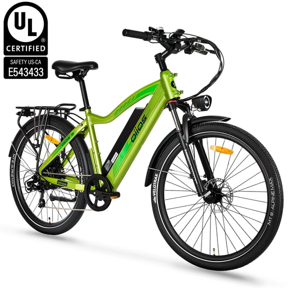 Oiios Voltus Electric Bike Commuter Ebike for Adults - UL Certified - 48V 25Ah, 160km Long Range, 500W - Hydraulic Brakes, Color Display - Green