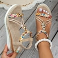 thumbnail image 4 of Sandales à Plateforme Bohèmes pour Femmes, Robe, Plage, Décontractées, Espadrilles en Lin, Talon Compensé Épais, Slingback, Été, 4 of 7
