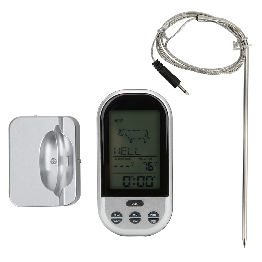 Thermomètre de barbecue sans fil, thermomètre numérique LCD pour aliments avec sonde pour la cuisson des accessoires de cuisine de viande