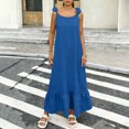 thumbnail image 2 of Sentmoon Flowy Dress Vacation Sleeveless Crew Neck Plus Size Dress Spring Solid Color Backless Regular Fit Sun Dresses for Women Trendy for Work and Office M, 2 of 8