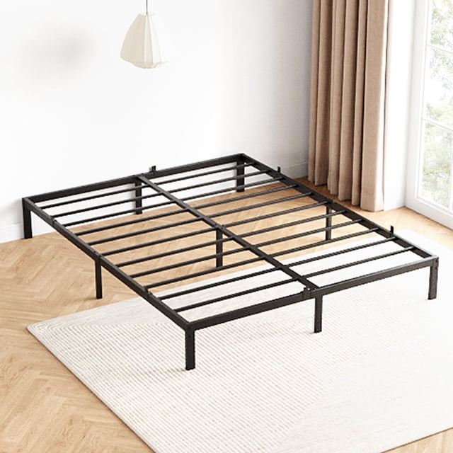 BeesClover Cadre de Lit en Métal Élégant avec Rangement sous le Lit, Plateforme Profil Bas, Sans Bruit, Aucun Sommier Requis