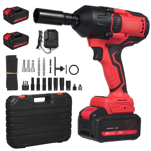 Rechargeable Brushless Impact Wrench Kit with 600NM Torque, Includes 17 Socket Accessories, Ideal for Home, Industry, and Auto Repair, Comes with 1 or 2 Batteries and Charger, Available in US/EU/UK