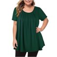 thumbnail image 1 of Leutsin T-Shirt pour Femmes Grande Taille à Col Rond à Manches Courtes, Haut Uni Ample, 1 of 3