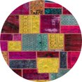 thumbnail image 1 of Ahgly Company Tapis Rond Intérieur Abstrait Amande Foncé Patchwork, 6 Pieds Rond, 1 of 6