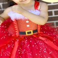thumbnail image 4 of Sleeveless Bow Tulle Patchwork Slip Dress for Christmas Girls, 4 of 9